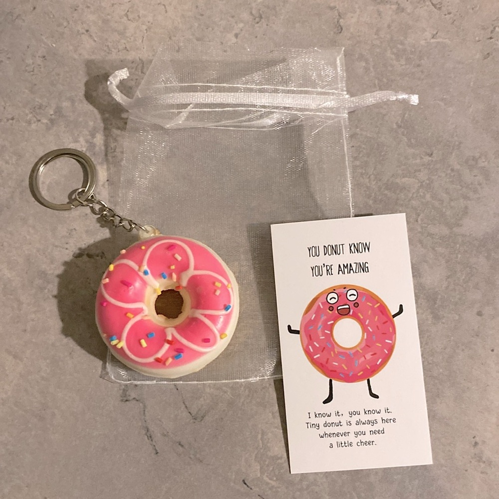Pink Sprinkle Frosting Donut Squishy Keychain